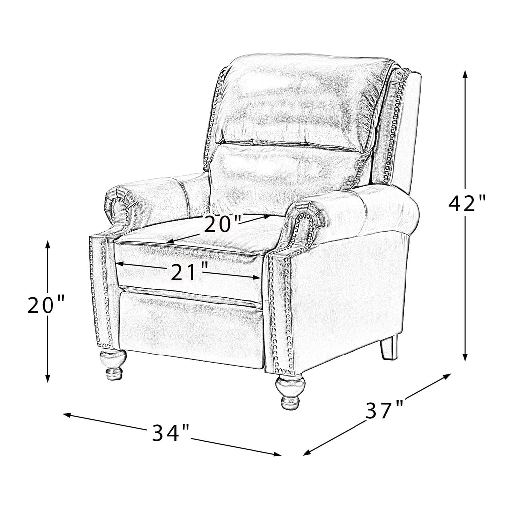 Camel Leather Recliner Chair with Wood Legs K204495