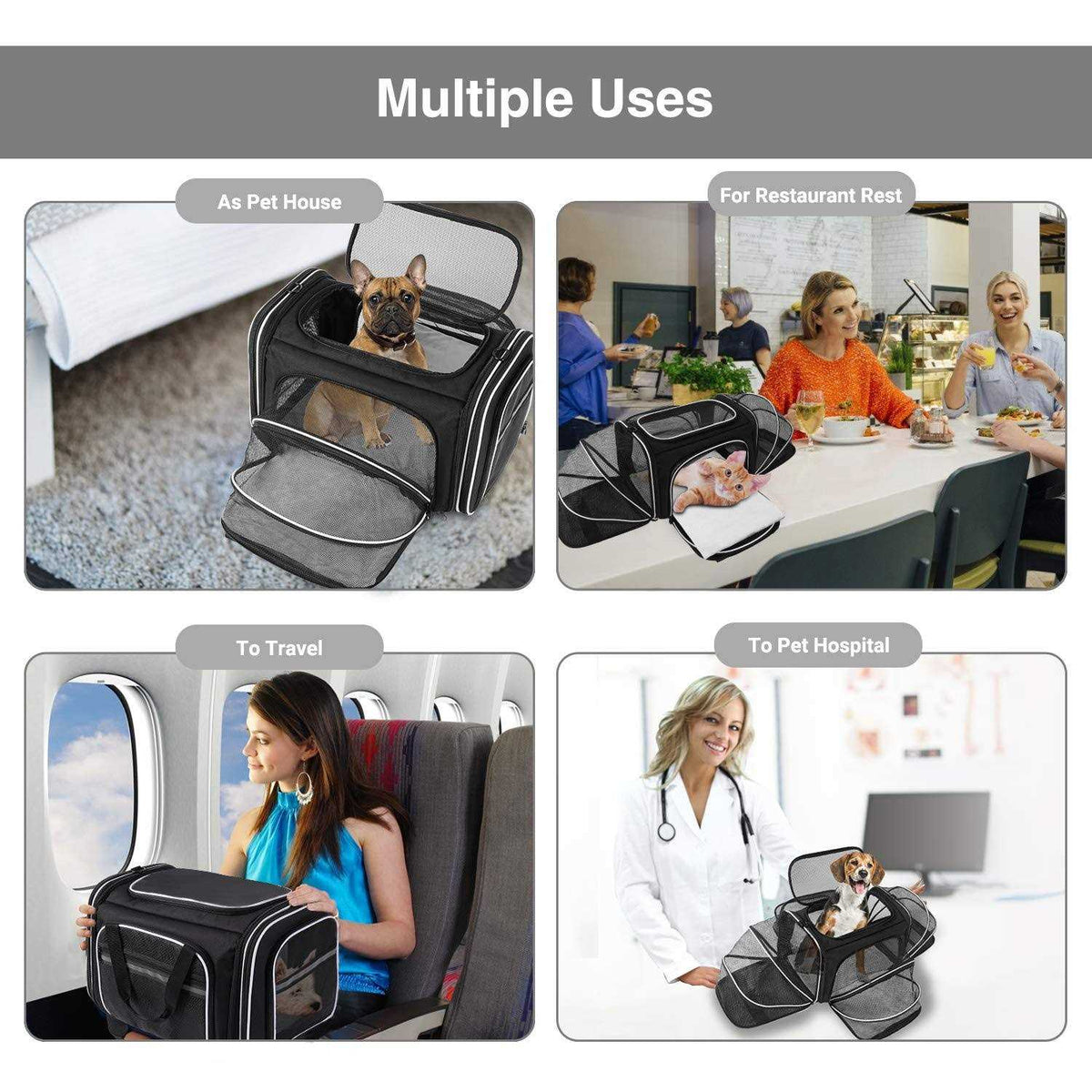 Soft Sided Pet Carrier 4 Expandable Collapsible G2793