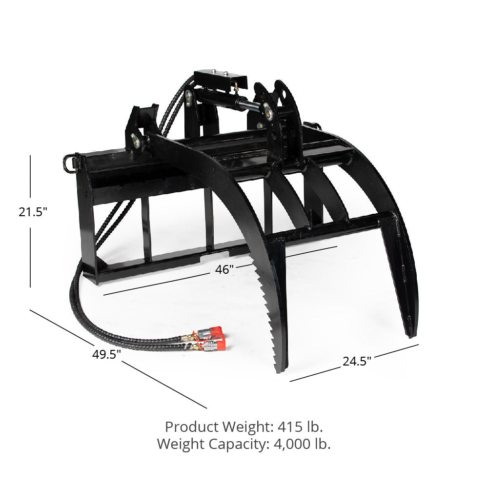 Hydraulic Skid Steer Pallet Fork Grapple Attachment, 1/2in Thick Steel Frame A98601