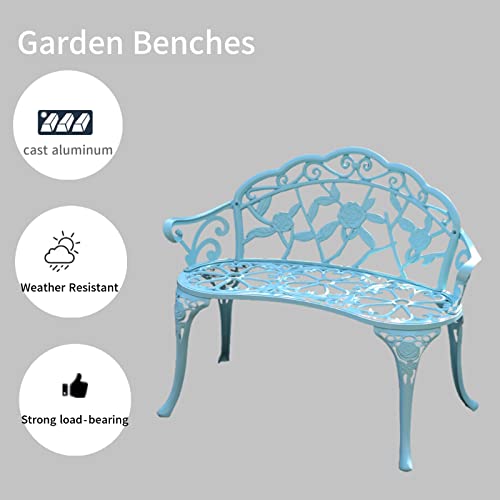 Light Blue Metal Aluminum Garden Bench N4624