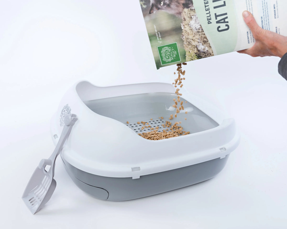 Pine Pellet Cat Litter Box with 5 Pee Pads and Litter Scoop C628065