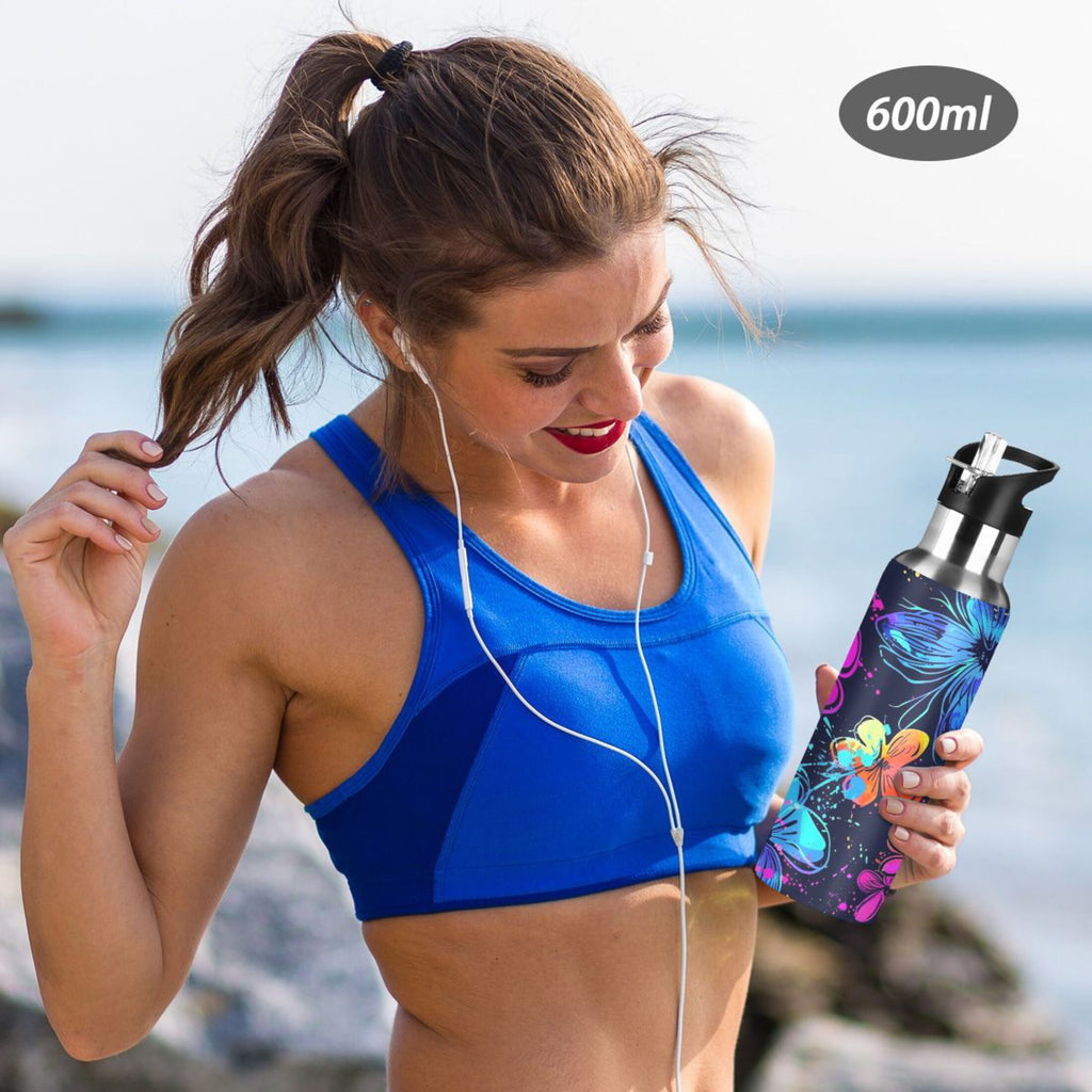 20 oz Insulated Stainless Steel Water Bottle with Straw Lid I722