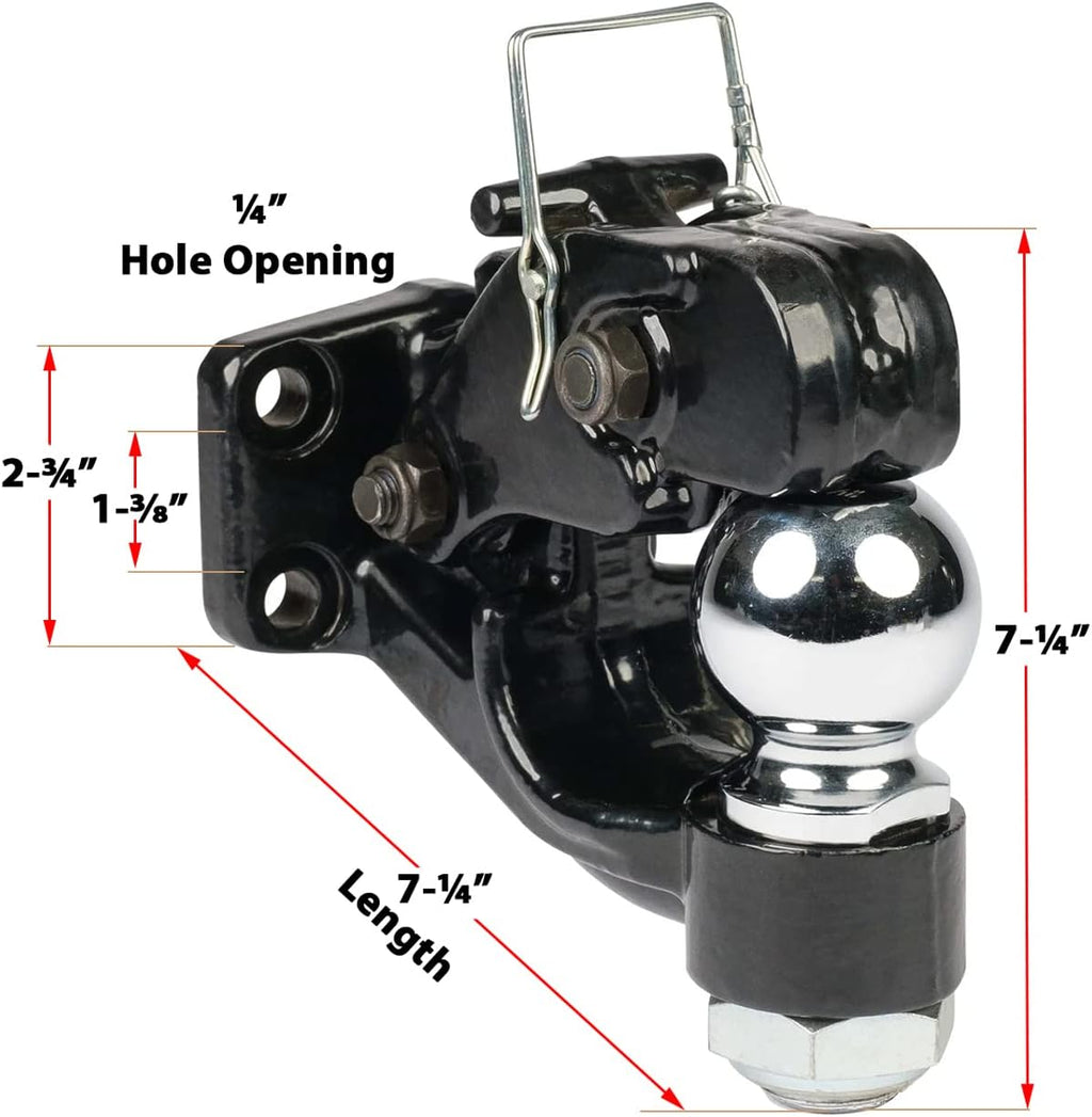 Pintle Hitch with 2-5/16-Inch Trailer Ball, 8 Ton Combination Hitch with Mounting Kit Y213