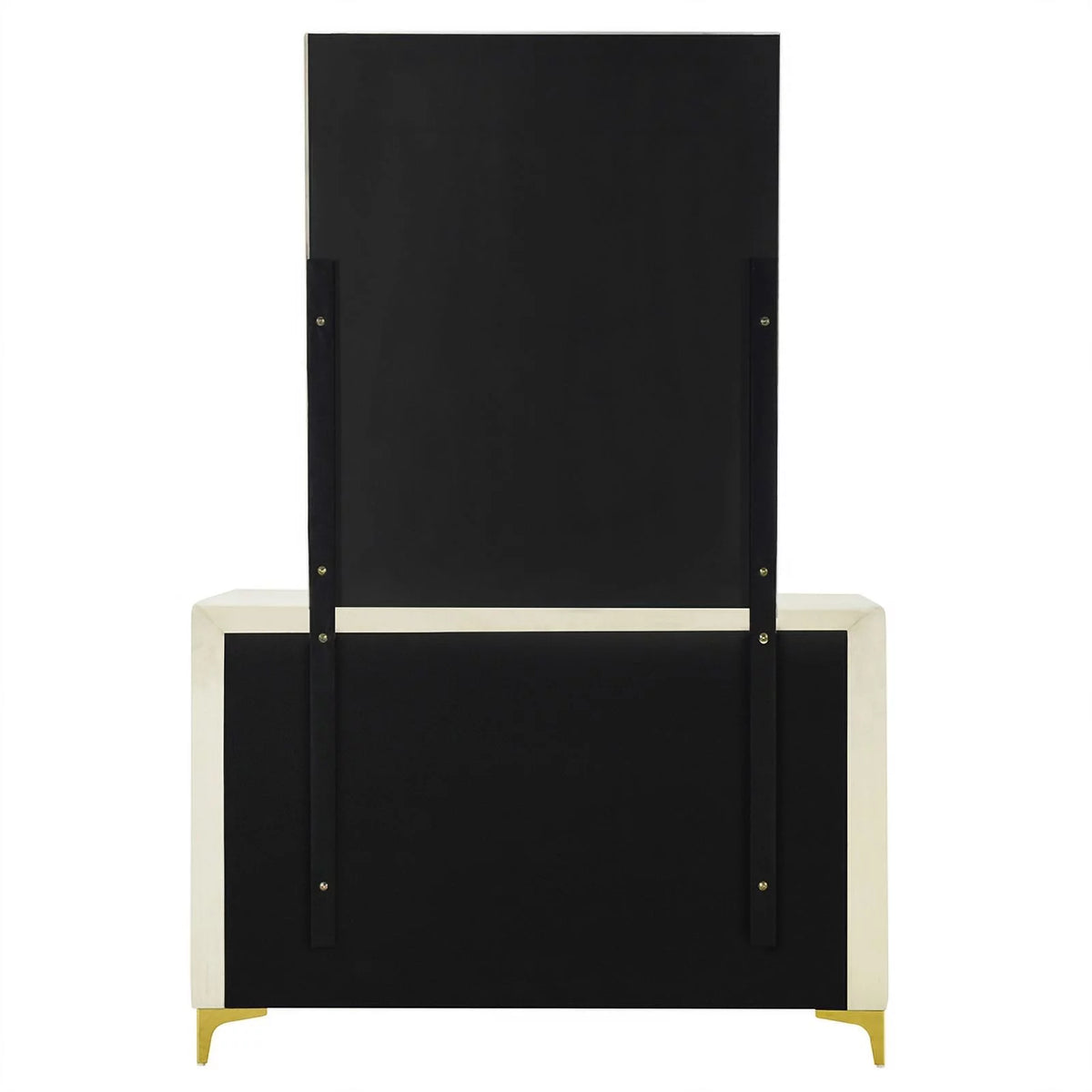 Velvet 6 Drawer Dresser with Mirror and Gold Legs in Cream W673237