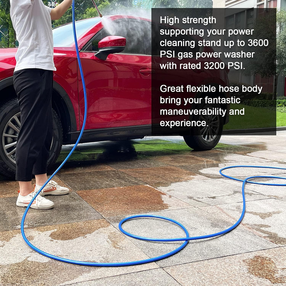 Ultra Flexible Pressure Washer Hose 3200 PSI 1/4” x 50 ft. Pack of 2 N6976