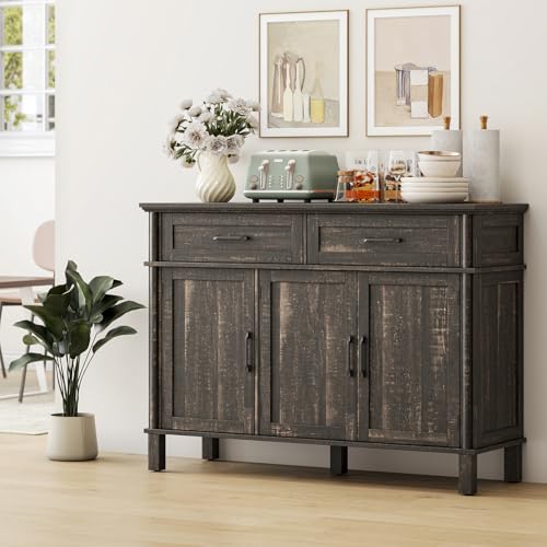 Black 48 Inches Buffet Cabinet with Storage C54700