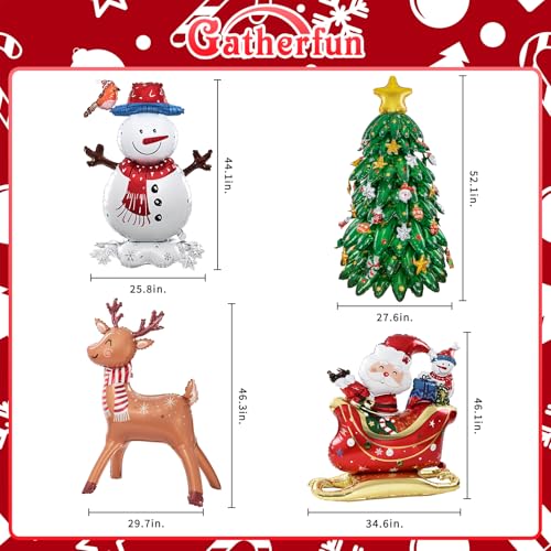 Christmas Party Decorations with Santa Claus, Snowman, & Christmas Tree Balloons U61659