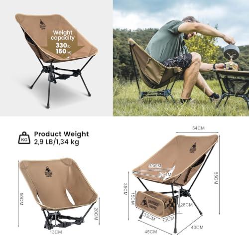 Lightweight Folding Camping Chair 330 lbs Capacity Y2413