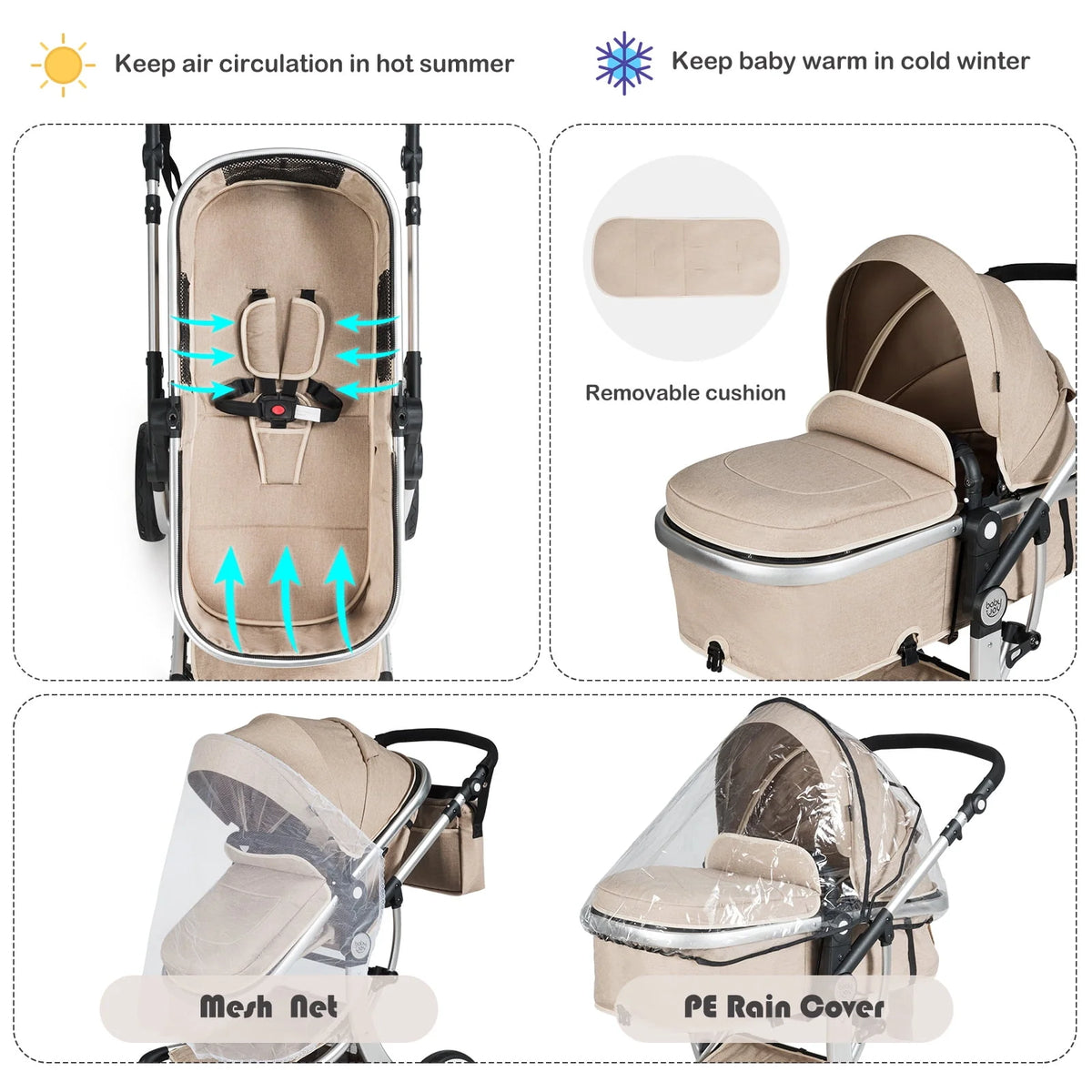 2-in-1 Baby Stroller with Reversible Seat Black M421