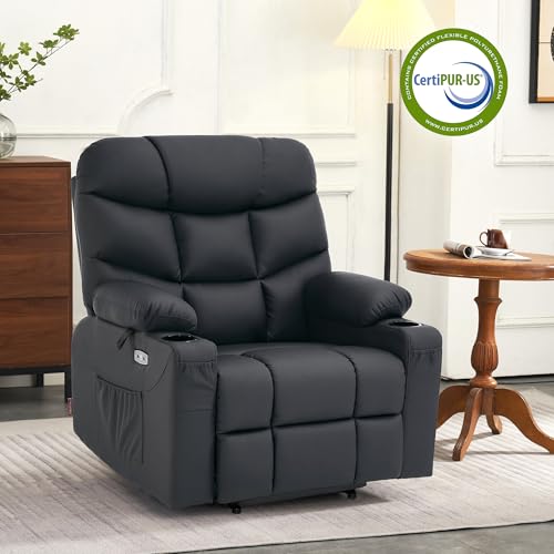 Power Lift Recliner Chair with Extended Footrest Faux Leather L494