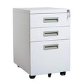 White 3-Drawer Mobile Metal File Cabinet O23796