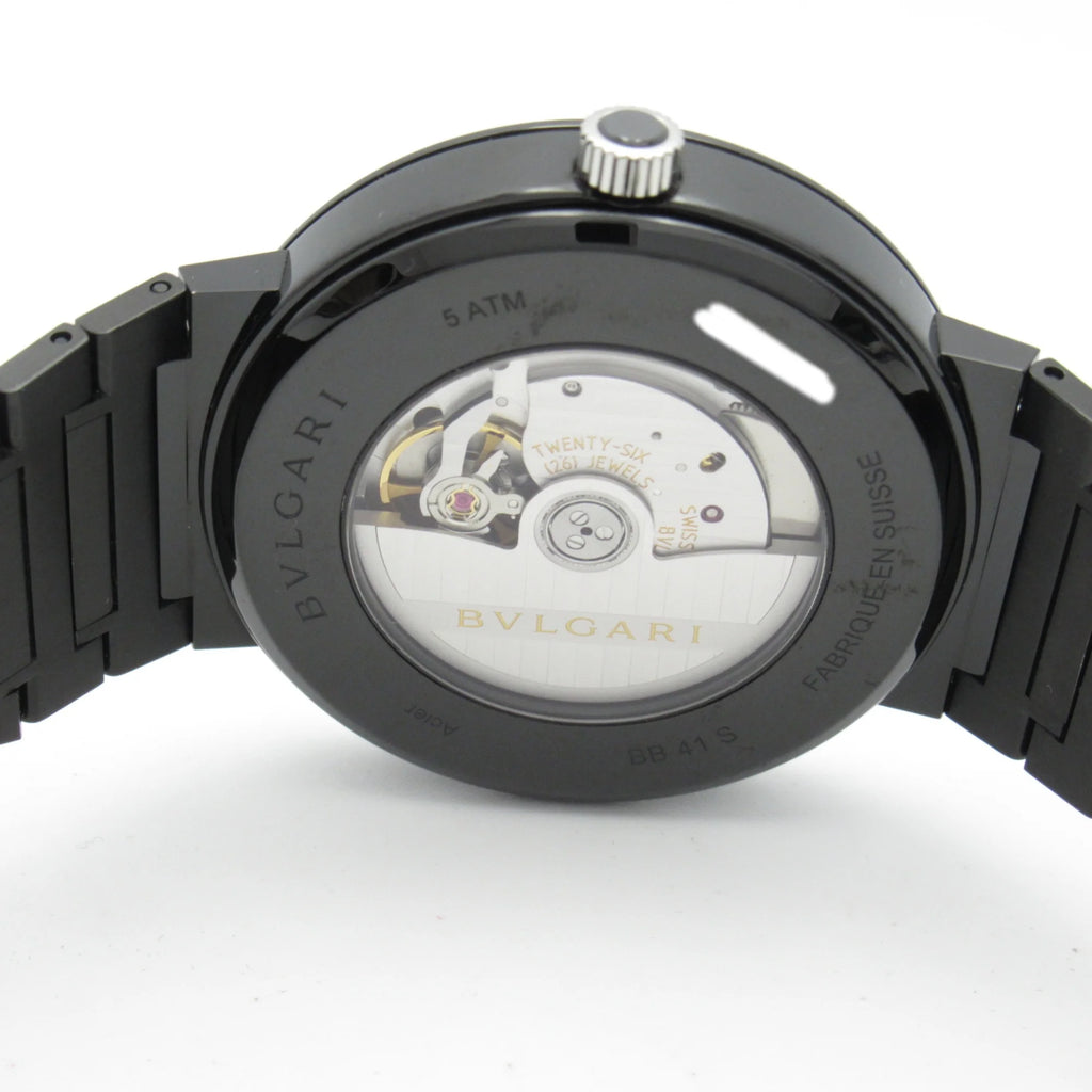 Pre-Owned Black Stainless Steel Mechanical Automatic Wrist Watch W5424