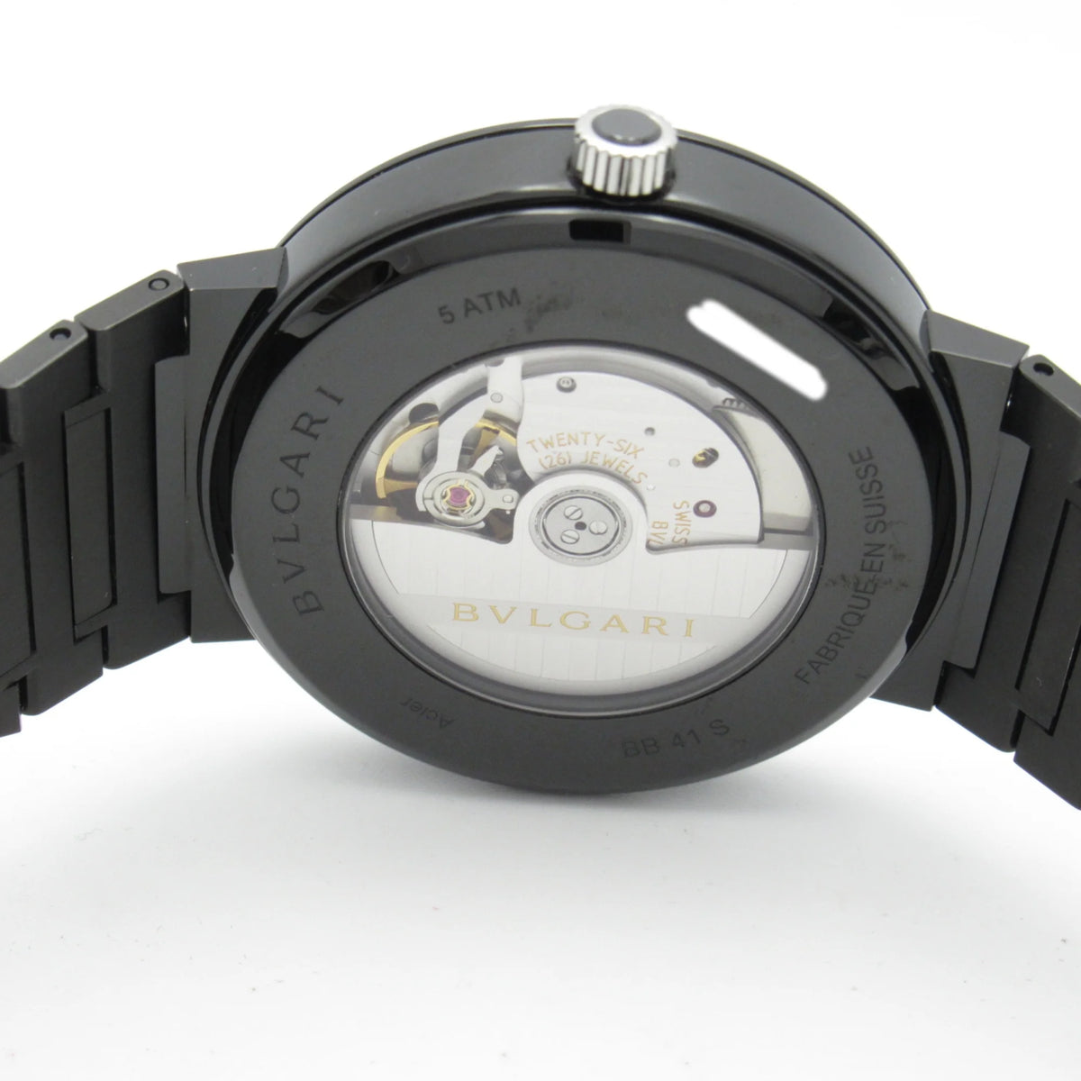 Pre-Owned Black Stainless Steel Mechanical Automatic Wrist Watch W5424