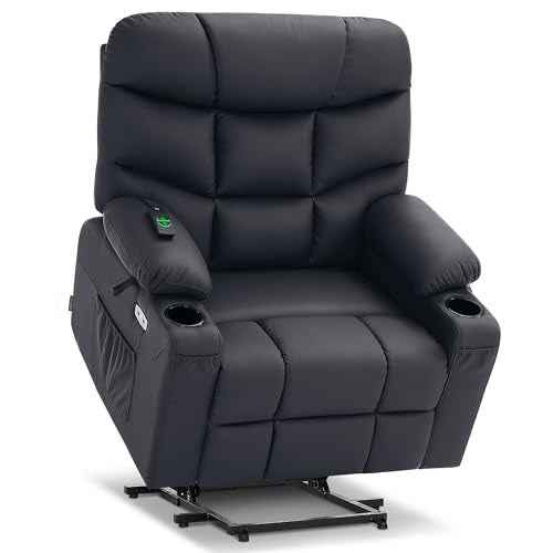 Power Lift Recliner Chair with Extended Footrest Faux Leather L494