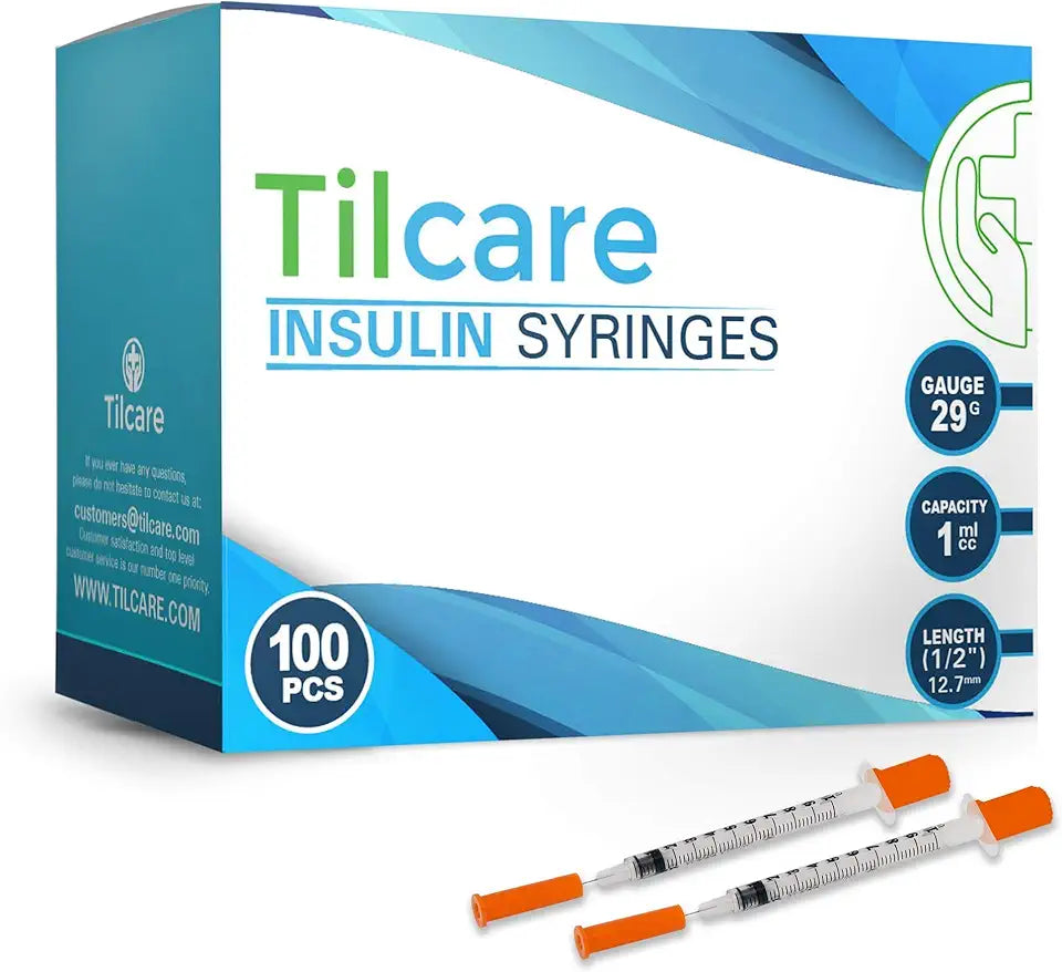 29G 1 cc 1/2 inch 100-Pack Sterile Insulin Syringes with Needle V549