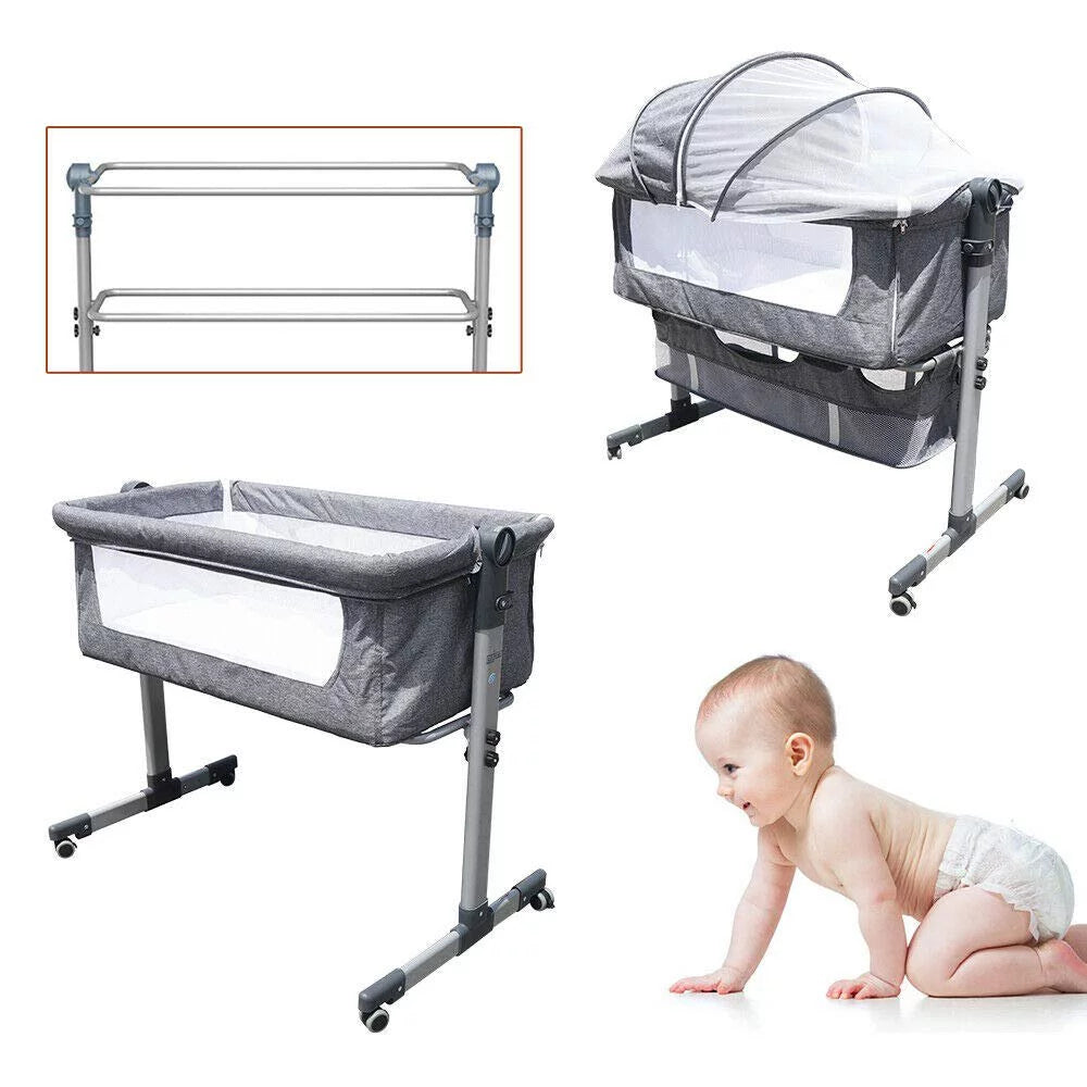Portable Gray Baby Bassinet with Detachable Mattress E13766