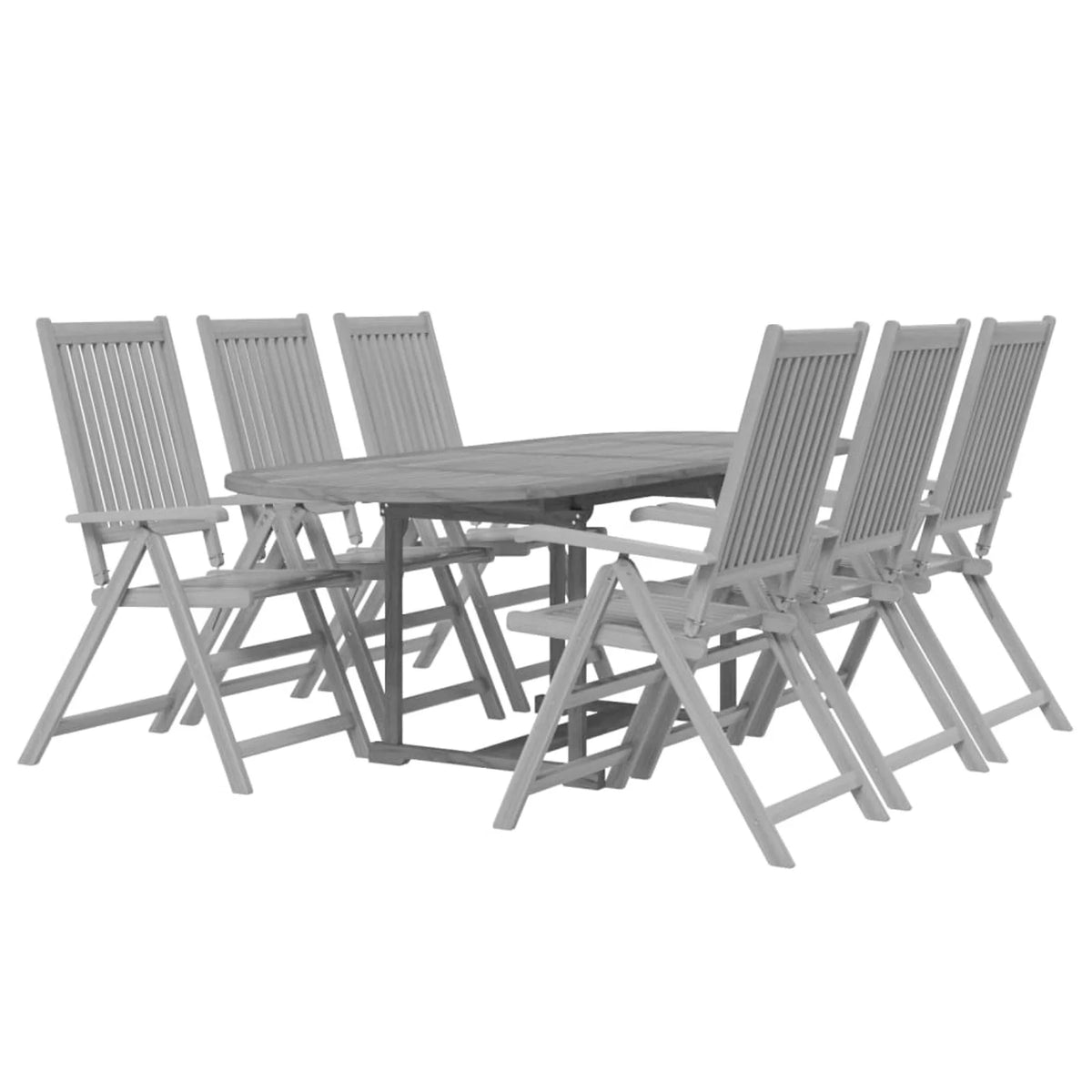 7 Piece Gray Acacia Wood Outdoor Dining Set G9681