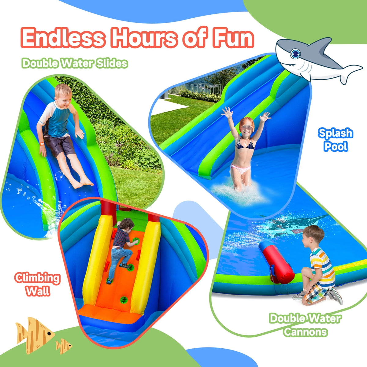 Inflatable Wet & Dry Bounce House with Blower X57775