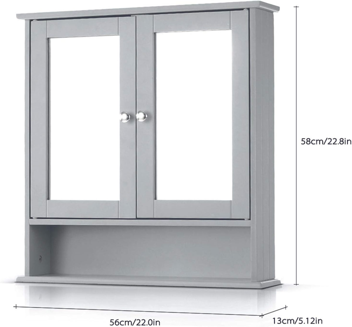 Bathroom Wall Mount Cabinet with Glass Doors & Shelves U620135