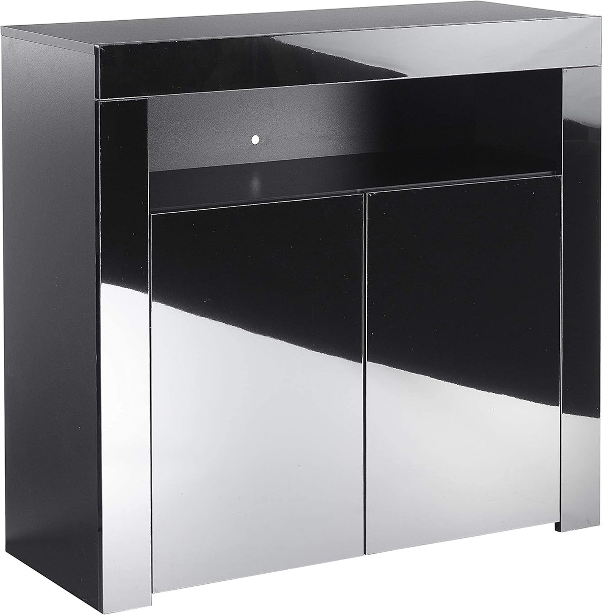 Black Gloss Matt Kitchen Sideboard Cabinet with LED Lights and Internal Shelves D4423