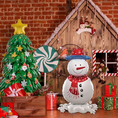 Christmas Party Decorations with Santa Claus, Snowman, & Christmas Tree Balloons U61659