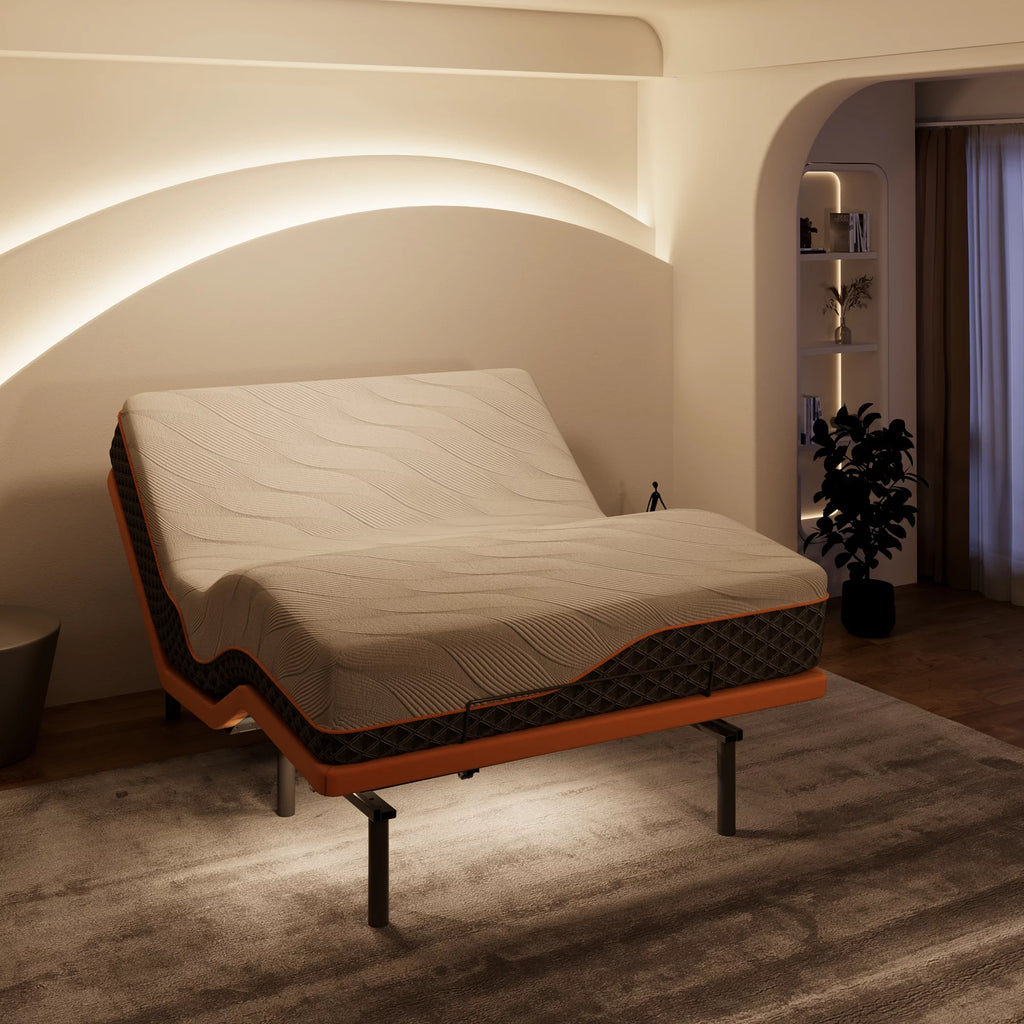Queen Adjustable Bed Frame with 14 inch Hybrid Memory Foam Mattress B381760