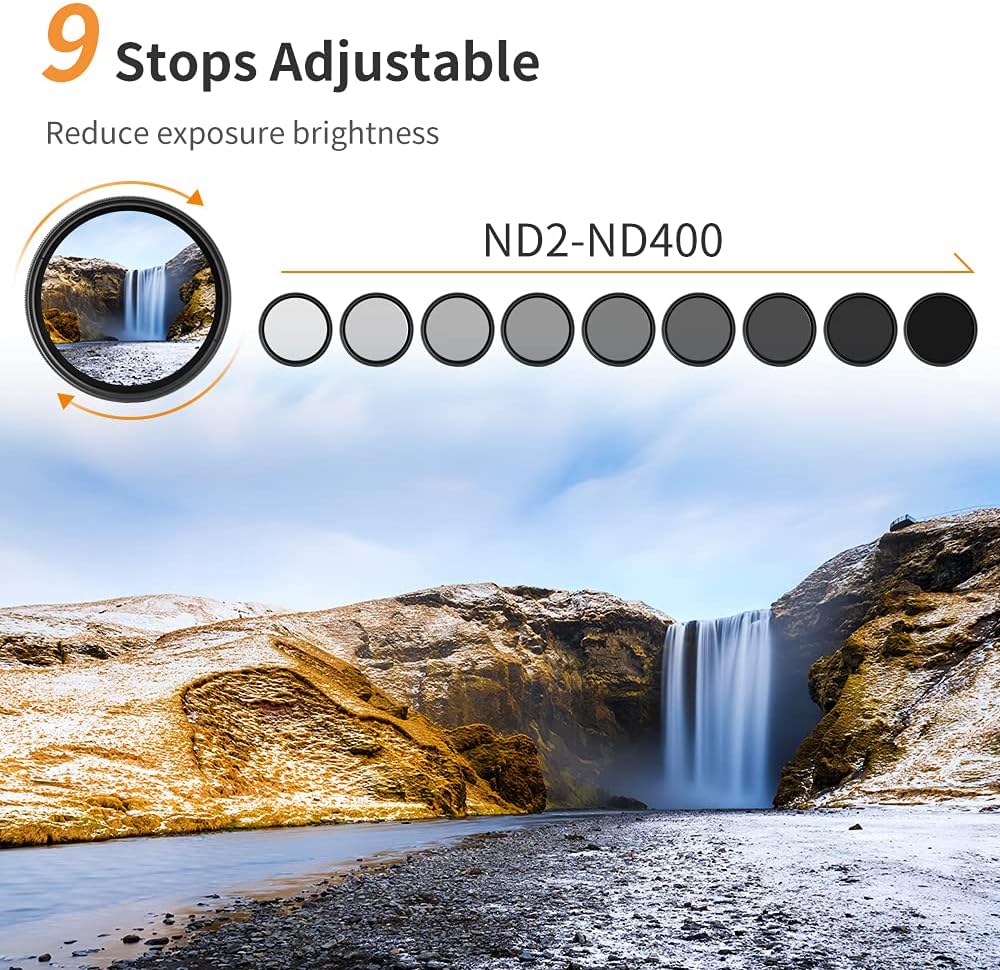 37mm Variable ND Filter ND2 to ND400 Lens Filter Kit with Cleaning Cloth A683102