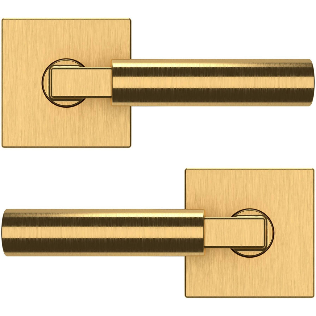 Satin Nickel Passage Door Lever Set with Square Rose H46419