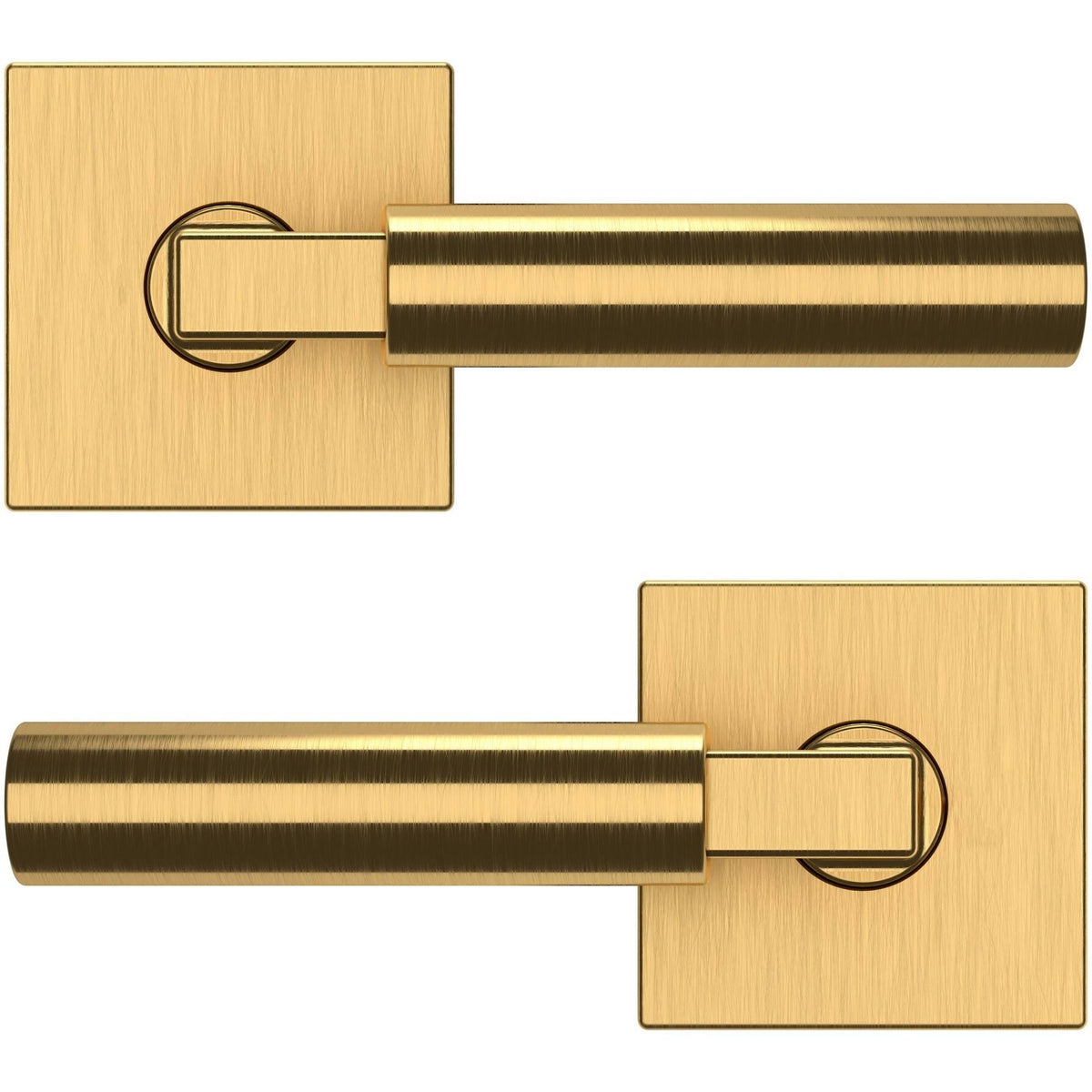 Satin Nickel Passage Door Lever Set with Square Rose H46419