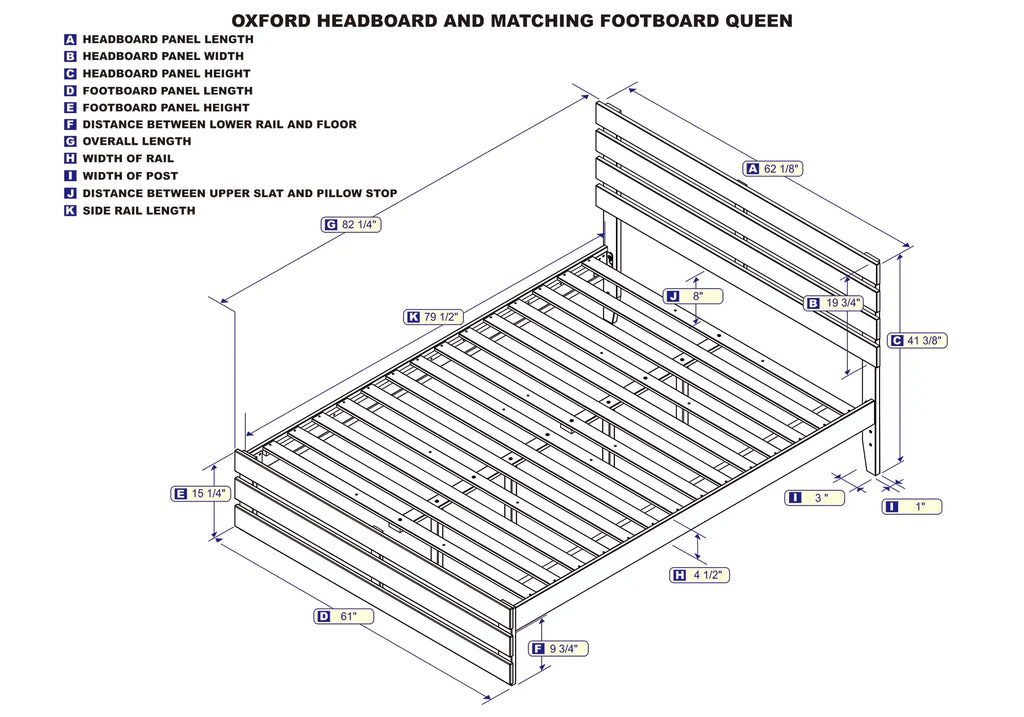 Queen Wood Platform Bed Frame with Headboard and Footboard P2530