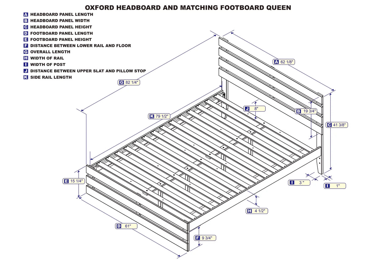 Queen Wood Platform Bed Frame with Headboard and Footboard P2530
