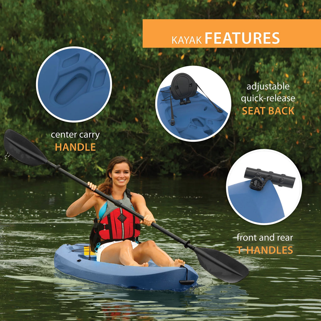 8 ft Sit-on-top Kayak with Paddle, Dark Blue H1015