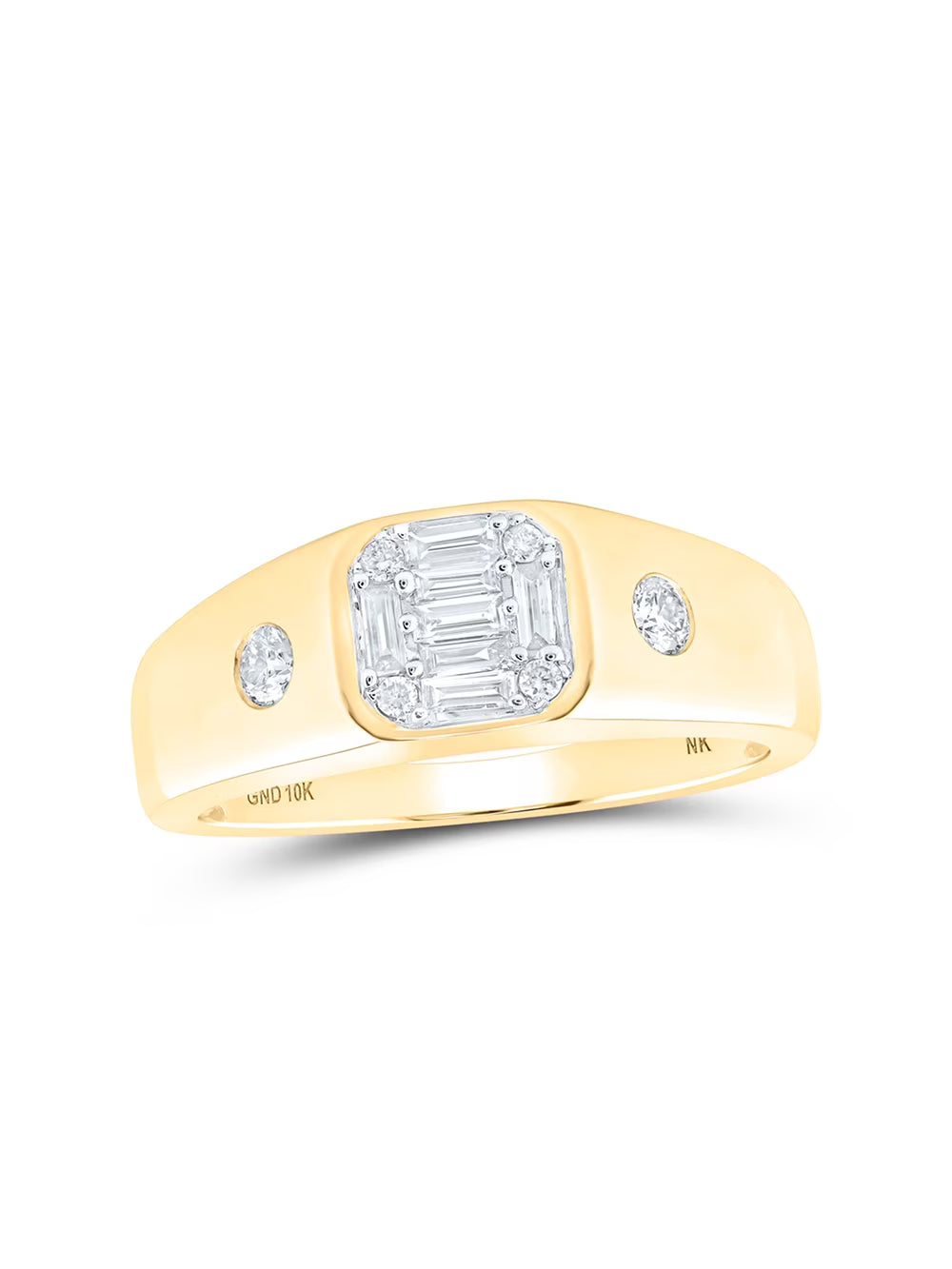 10kt Yellow Gold Mens Baguette Diamond Band Ring 3/8 Cttw T707103