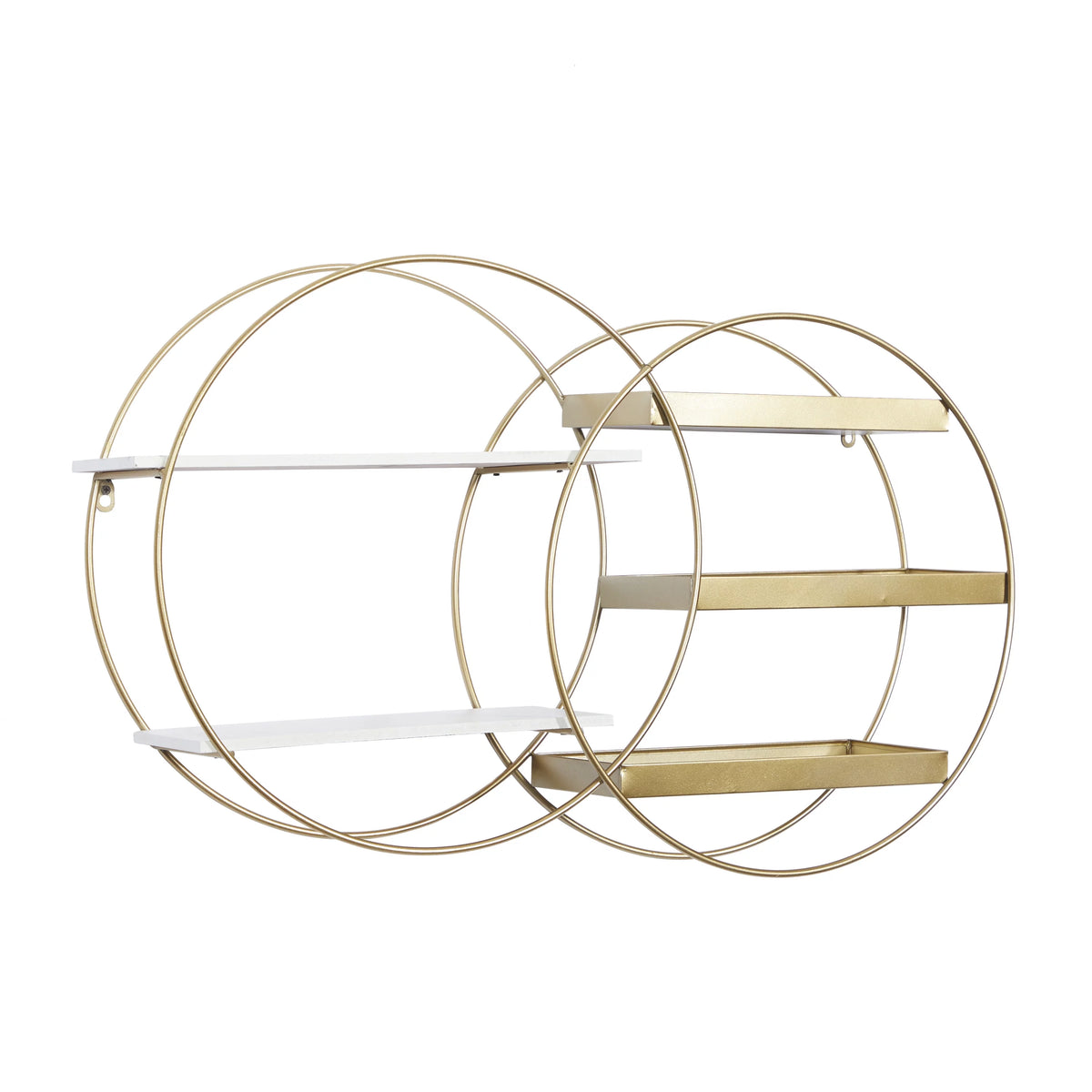 34"W 20"H MDF and Metal Contemporary Wall Shelf, Gold, 1-Piece B128452