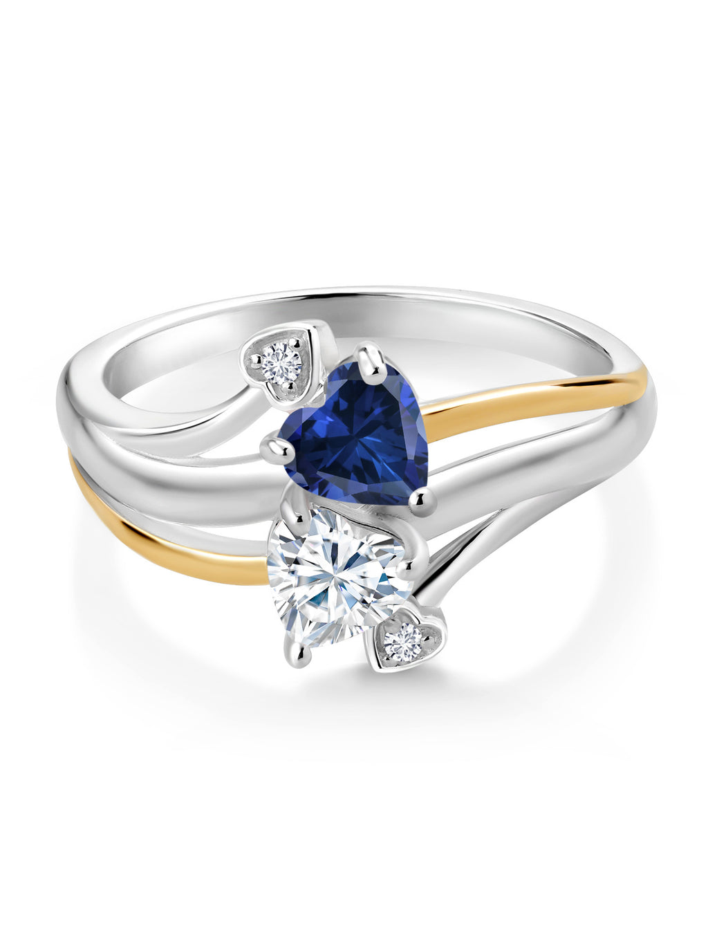 925 Silver 10K Yellow Gold Lab Grown Diamond Ring Created Sapphire Moissanite C6963