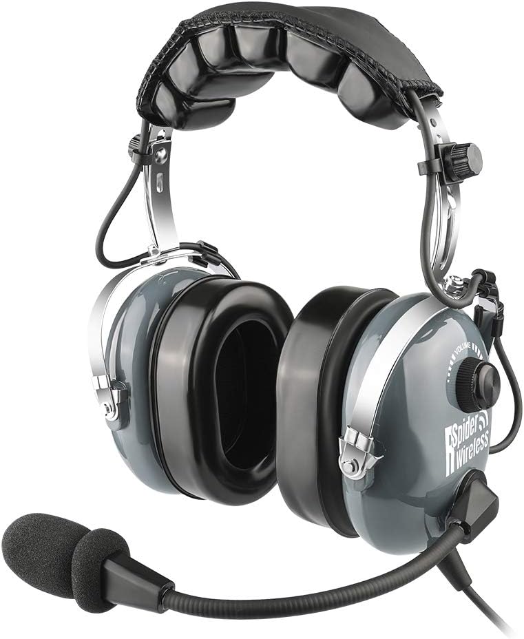 Grey Passive Noise Cancelling Aviation Headset with Carrying Case O532698