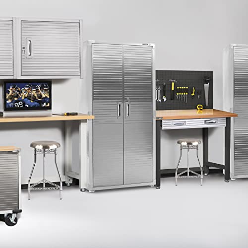 Solid Steel Lockable Metal Storage Cabinet with Adjustable Shelves, 48" W x 24" D x 72" H P15761