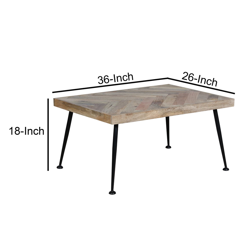 36 Inch Rectangular Mango Wood Coffee Table J6324