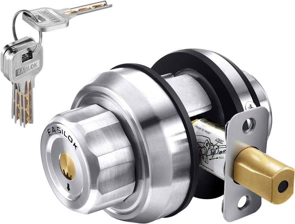 Keyless Twist to Lock Deadbolt Lock, 304 Stainless Steel Front Door Lock, Single Cylinder Deadbolt and Door Knob I233756