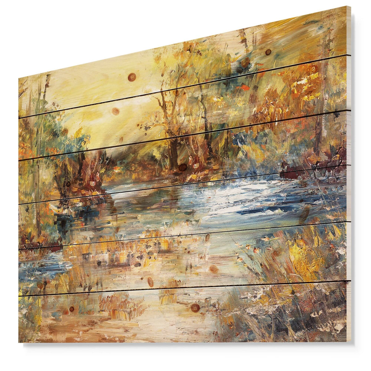 Natural Pine Wood Landscape Print - Multi-Color - 40 in. x 30 in. K360