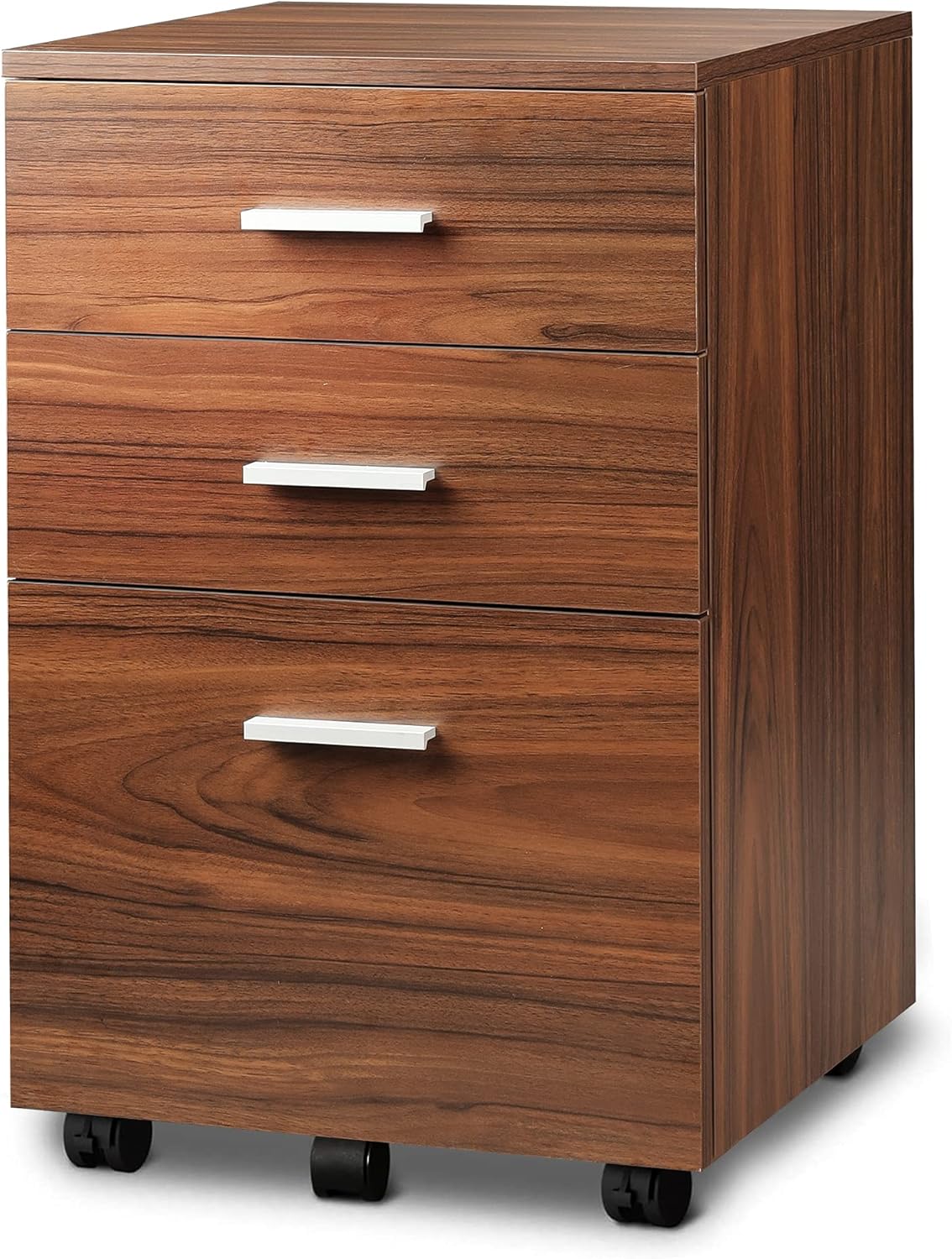 Black 3 Drawer Wood Mobile File Cabinet E3764