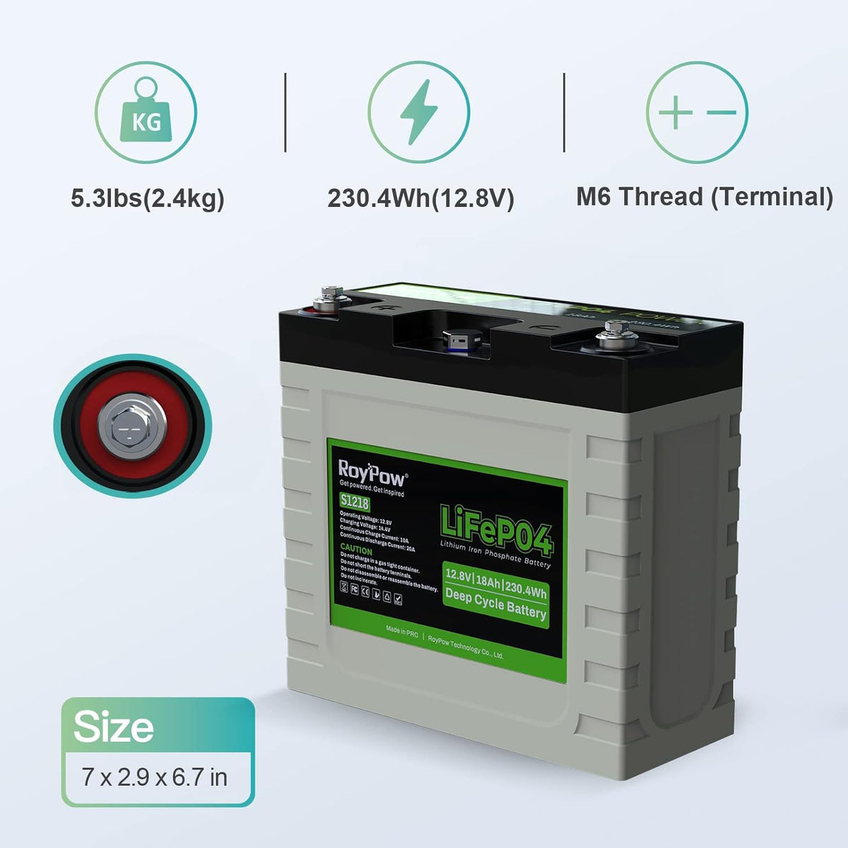 12V 18Ah Deep Cycle LiFePO4 Battery Rechargeable Lithium ion Batteries Built-in BMS I7349