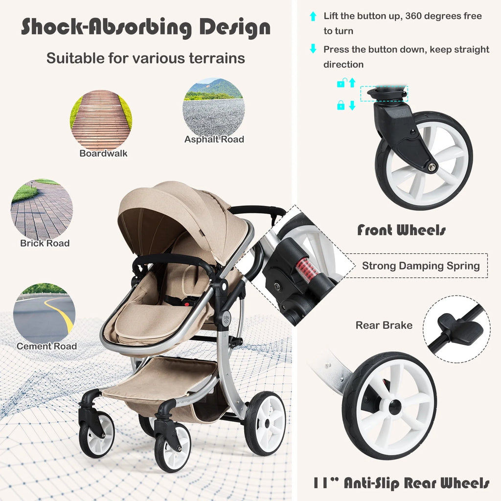 2-in-1 Baby Stroller with Reversible Seat Black M421