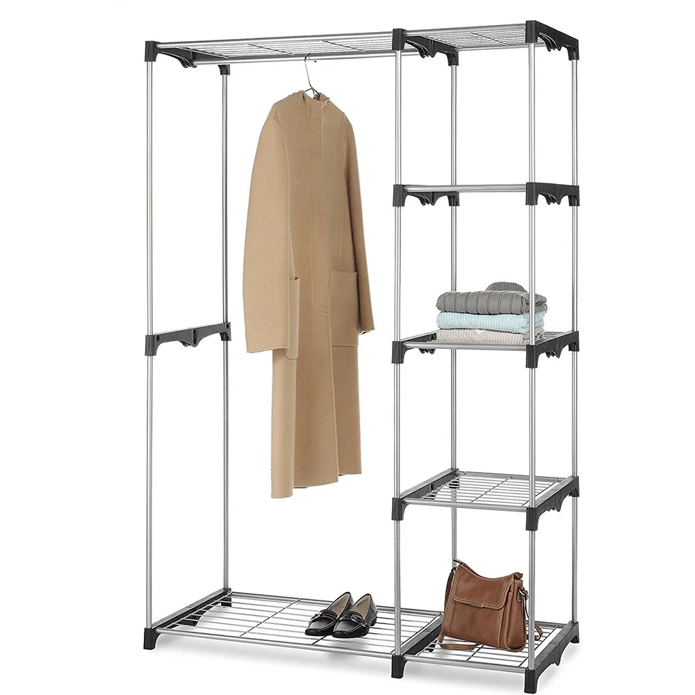 Silver and Black Double Rod Closet System T464871