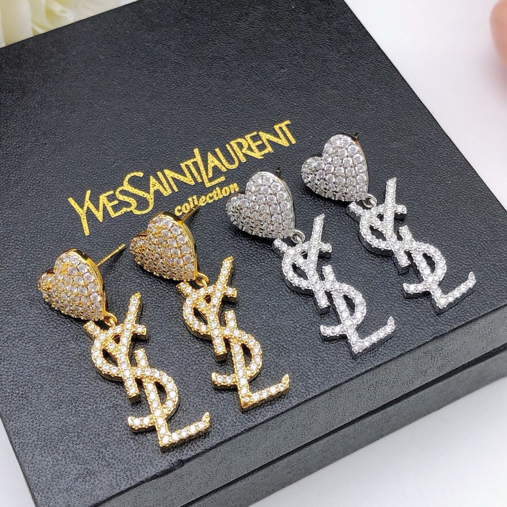 18K YSL Heart Diamonds Earrings